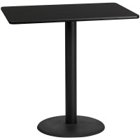 Flash Furniture XU-BLKTB-3048-TR24B-GG 48" Rectangular Black Laminate Table Top with 24" Bar Height Table Base